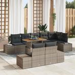 vidaXL 9-delige tuinset met kussens - grijs poly rattan,, Verzenden, Nieuw