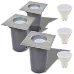 vidaXL LED-Grondspots buiten 3 stuks vierkant, Verzenden, Nieuw