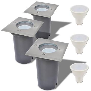 vidaXL LED-Grondspots buiten 3 stuks vierkant, Verzenden