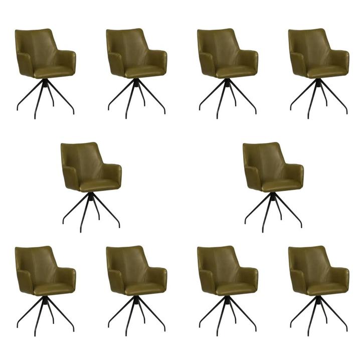 Set van 10 Leren draaibare eetkamerstoelen Wave - Granada, Maison & Meubles, Tabourets de bar, Enlèvement ou Envoi