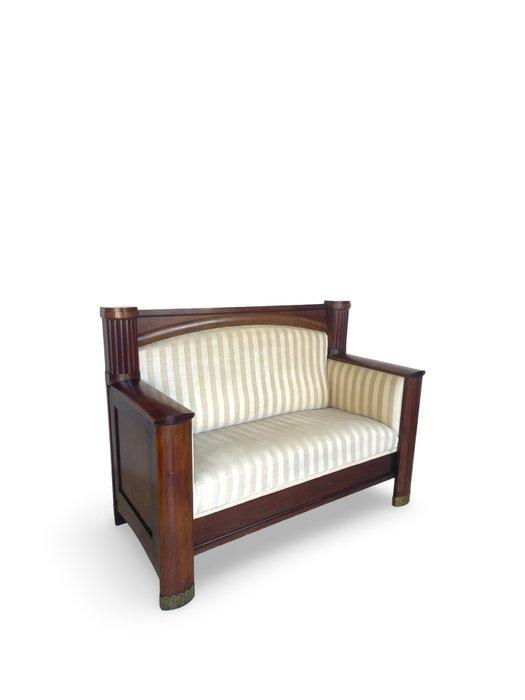 Canapé - Bois, Textile, Laiton, Acajou, Antiek en Kunst, Kunst | Designobjecten