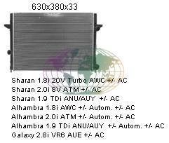 SEAT ALHAMBRA, 2000-2010 - RADIATEUR, 2.8i VR6 AUE, met-..., Auto-onderdelen, Carrosserie, Nieuw, Seat, Verzenden