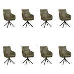 Set van 8 Leren draaibare eetkamerstoelen Fancy - Granada, Nieuw, Leer, Ophalen of Verzenden, 90 cm of meer