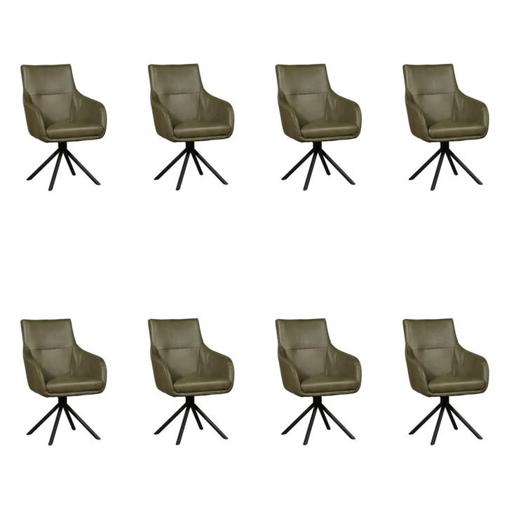 Set van 8 Leren draaibare eetkamerstoelen Fancy - Granada, Maison & Meubles, Tabourets de bar, Enlèvement ou Envoi