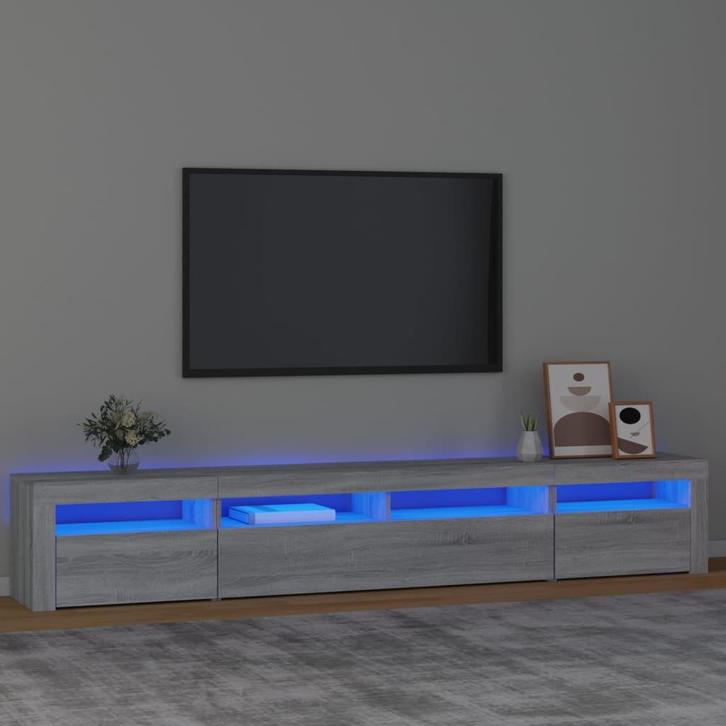 vidaXL Tv-meubel met LED-verlichting 240x35x40 cm grijs, Huis en Inrichting, Kasten |Televisiemeubels, Nieuw, Verzenden