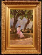 Paul Lecuit-Monroy (1858-1926) - Donna seduta sotto gli, Antiek en Kunst