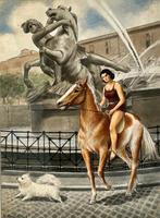 Marcello Martini (1889-1964) - Ragazza a cavallo in centro -