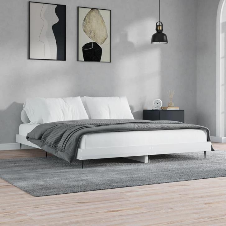 vidaXL Bedframe bewerkt hout hoogglans wit 160x200 cm, Huis en Inrichting, Slaapkamer | Bedden, Nieuw, Verzenden