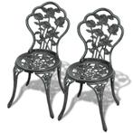 vidaXL Bistrostoelen 2 st gietaluminium groen, Tuin en Terras, Verzenden, Nieuw