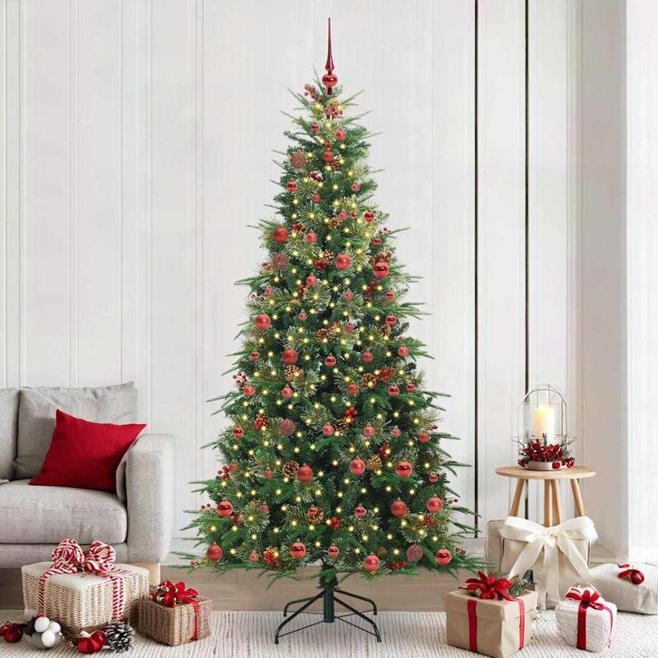 vidaXL Kunstmatige Hinged Kerstboom met 300 LED Groen 210 cm, Diversen, Kerst, Nieuw, Verzenden