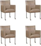 Leren eetkamerstoelen desire, taupe, taupe keukenstoel