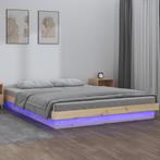 vidaXL Bedframe LED massief hout 135x190 cm, Huis en Inrichting, Slaapkamer | Bedden, Verzenden, Nieuw
