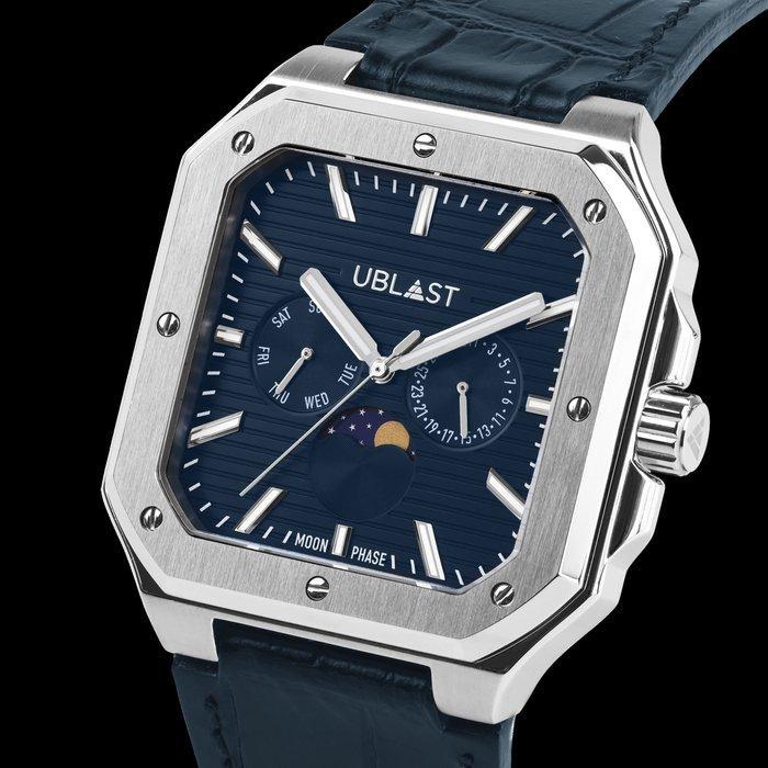 Ublast - Square - Moonphase Calendar - REF.UBSQML44BU - Ltd., Handtassen en Accessoires, Horloges | Heren