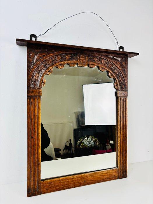 Miroir- Miroir mural de style hollandais historisant - Bois,, Antiquités & Art, Curiosités & Brocante
