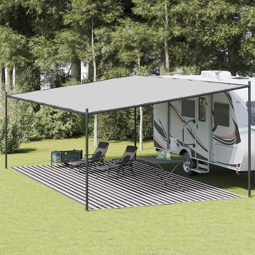 vidaXL Tenttapijt 400x600 cm HDPE antracietkleurig en wit, Caravans en Kamperen, Tentaccessoires, Nieuw, Verzenden
