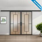 Dubbele stalen Schuifdeuren met koofsysteem Zwart 5 Vlaks Ma