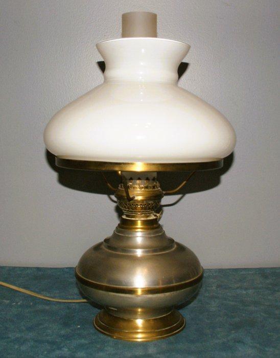 Lamp - Messing, Tin - Olie-/benzinelamp, Antiek en Kunst, Curiosa en Brocante