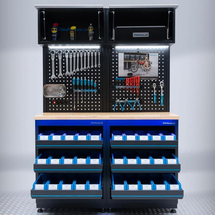 Datona Werkplaatsinrichting PREMIUM eiken werkblad met, Doe-het-zelf en Bouw, Werkbanken, Ophalen of Verzenden
