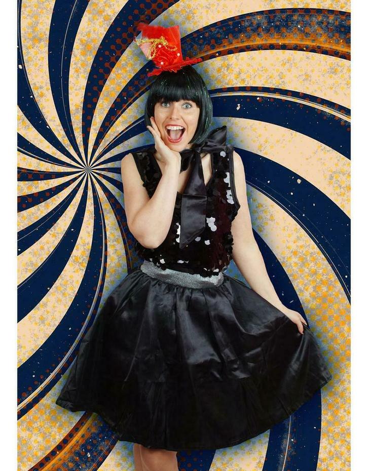 Zwart satijnen retro rokje met bijpassend sjaaltje, Hobby & Loisirs créatifs, Articles de fête, Enlèvement ou Envoi