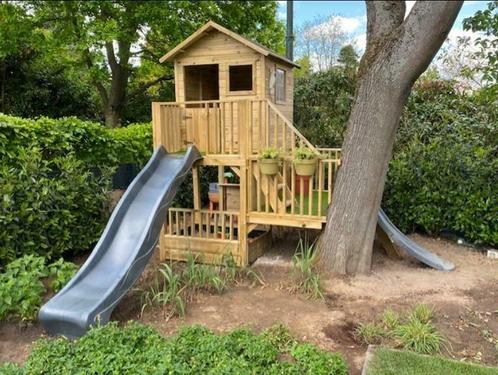 Safari houten speelhuis Panter, met glijbaan mogelijk!, Kinderen en Baby's, Speelgoed | Buiten | Speelhuisjes, Nieuw, Hout, Ophalen