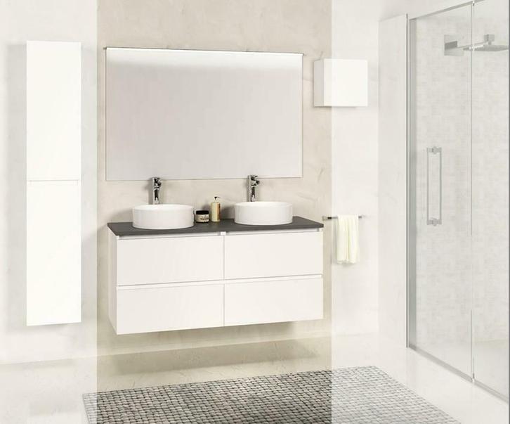 Bologna badmeubel 120cm matwit+stenen blad, Huis en Inrichting, Badkamer | Badkamermeubels, Ophalen of Verzenden