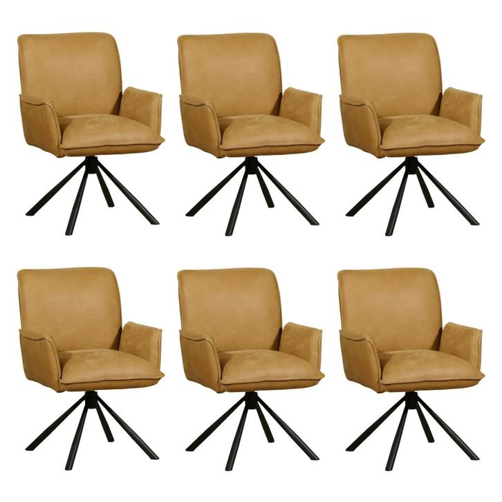 Set van 6 Leren draaibare eetkamerstoelen Elite - Kenia, Huis en Inrichting, Barkrukken, Nieuw, 1 kruk, Leer, 60 tot 90 cm, Ophalen of Verzenden