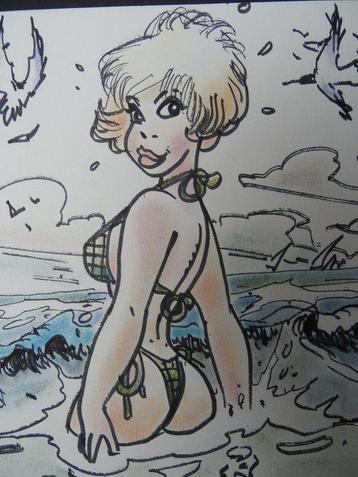 François Walthéry - Natacha à la mer - Dessin original beschikbaar voor biedingen