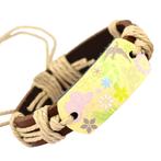 Fako Bijoux® - Armband - Leder - Bloemen - Beige, Handtassen en Accessoires, Armbanden, Verzenden, Nieuw