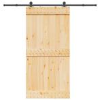 vidaXL Schuifdeur met beslag 100x210 cm massief grenenhout, Doe-het-zelf en Bouw, Verzenden, Nieuw