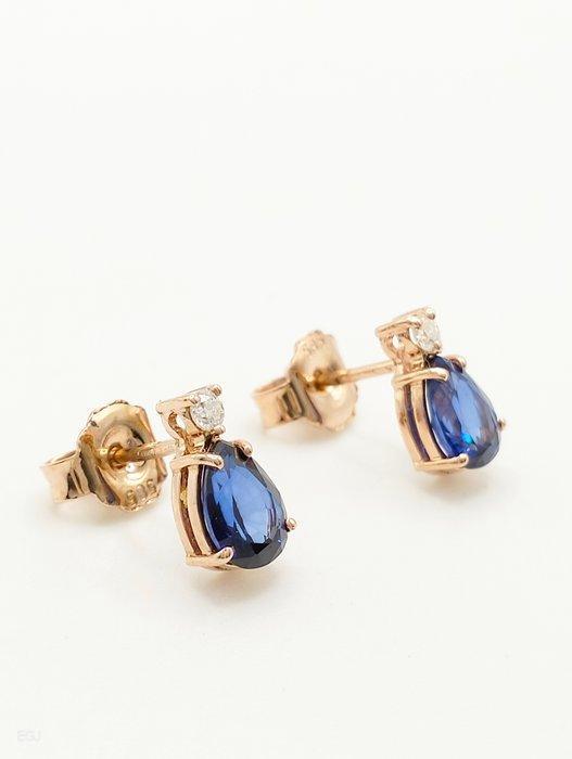 Zonder Minimumprijs - Oorbellen - 14 karaat Roségoud Saffier, Handtassen en Accessoires, Oorbellen