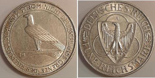 Duitsland 5 Reichsmark Rheinland Raeumung 1930a vorzuegli..., Timbres & Monnaies, Monnaies | Europe | Monnaies non-euro, Envoi