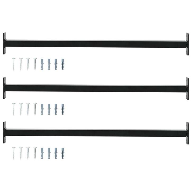 vidaXL Verstelbare ven veilighheidsbalk 3 pcs Zwart Staal, Bricolage & Construction, Châssis & Portes coulissantes, Envoi