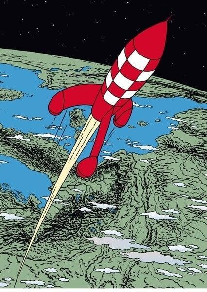 Kuifje Plastieken Map A4 Raket naar de Maan 2, Verzamelen, Stripfiguren, Ophalen of Verzenden