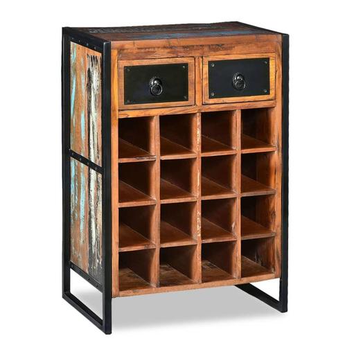 vidaXL Wijnrek voor 16 flessen massief gerecycled hout, Huis en Inrichting, Woonaccessoires | Wijnrekken, Nieuw, Verzenden