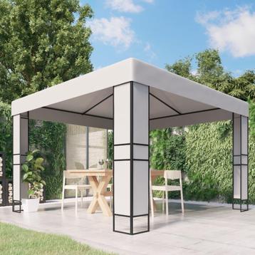 vidaXL Prieel met dubbel dak 3x3 m wit, Tuin en Terras, Partytenten, Verzenden, Nieuw