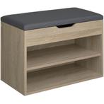 Schoenenkast Jasmina met zitkussen 60x30x43,5cm - Licht hout, Maison & Meubles, Armoires | Armoires à chaussures, Verzenden