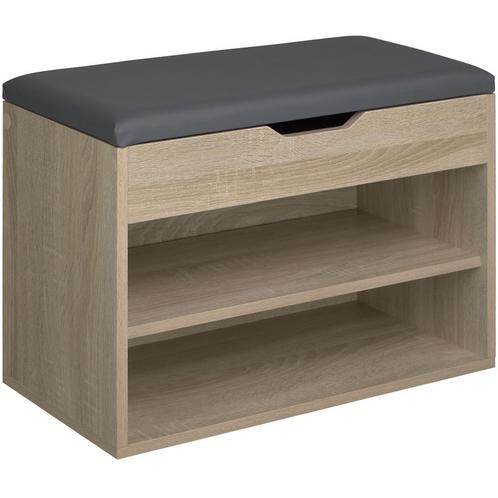 Schoenenkast Jasmina met zitkussen 60x30x43,5cm - Licht hout, Huis en Inrichting, Kasten | Schoenenkasten, Verzenden