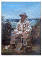 Barbizon School (XIX) - Peasant Farmer Taking a Break, Antiek en Kunst, Kunst | Schilderijen | Klassiek