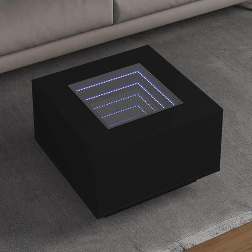 vidaXL Salontafel met LED 60x60x40 cm bewerkt hout zwart, Huis en Inrichting, Tafels | Salontafels, Nieuw, Verzenden