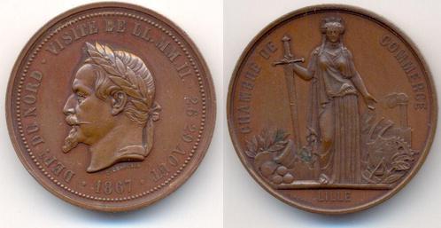 Brons medaille Besuch der Handelskammer 1867 Frankreich:, Postzegels en Munten, Penningen en Medailles, Verzenden