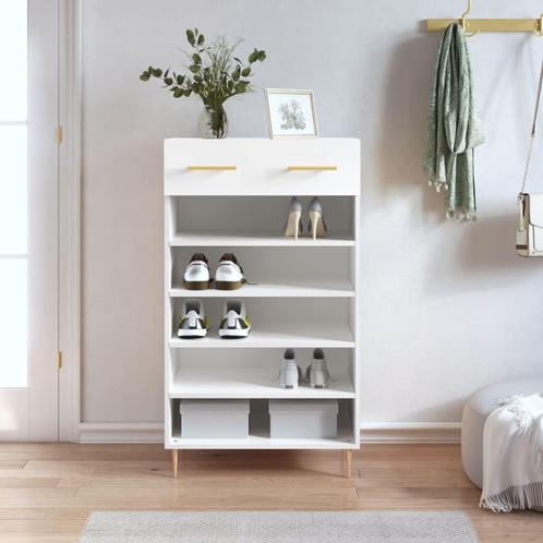 vidaXL Schoenenkast 60x35x105 cm bewerkt hout wit, Huis en Inrichting, Kasten | Overige, Nieuw, Verzenden