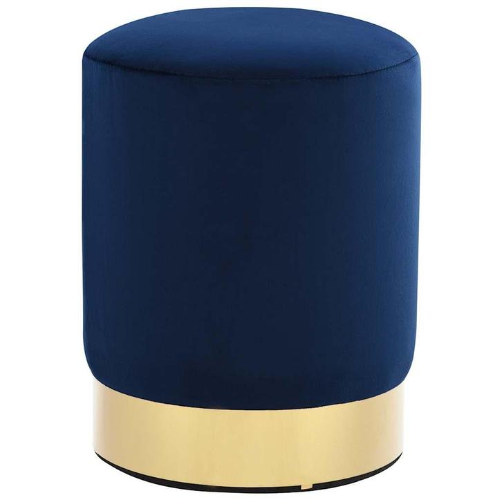 vidaXL Kruk fluweel 28 x 36 cm blauw en goudkleurig, Huis en Inrichting, Stoelen, Nieuw, Verzenden