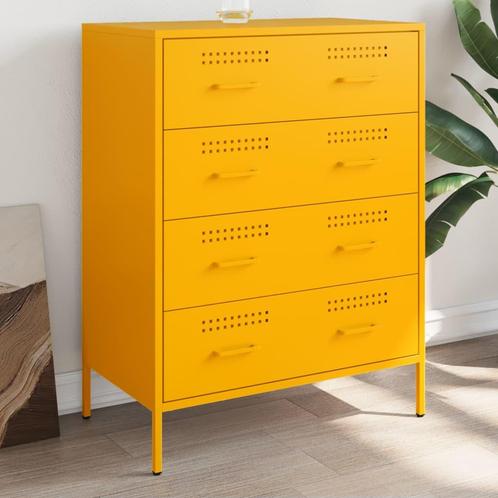 vidaXL Dressoir 68x39x89 cm staal mosterdgeel, Huis en Inrichting, Kasten | Dressoirs, Nieuw, Verzenden