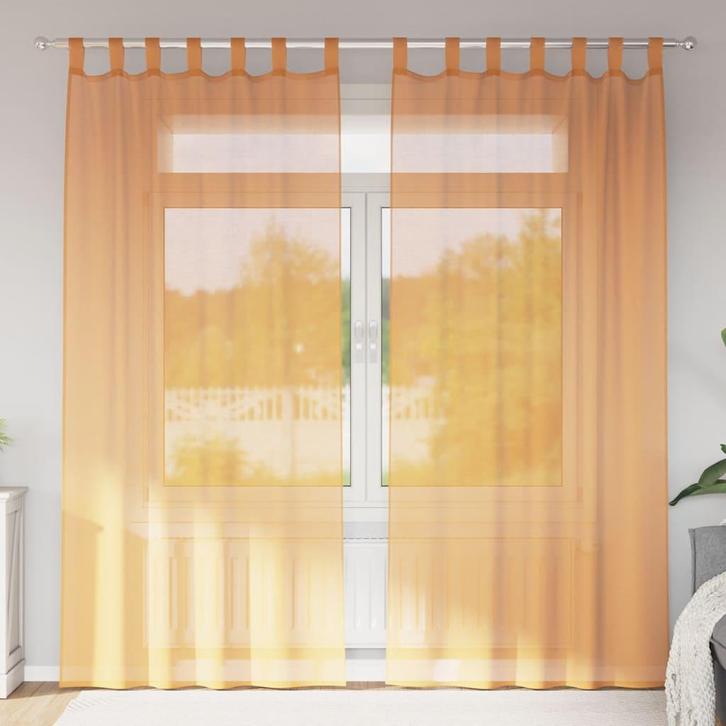 vidaXL Gordijnen met lussen 2 st 140x245 cm oranje, Huis en Inrichting, Stoffering | Gordijnen en Lamellen, Nieuw, Verzenden