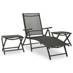 vidaXL Salon de jardin 3 pcs textilène et aluminium noir, Jardin & Terrasse, Verzenden, Neuf, Salons de jardin