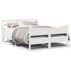 vidaXL Bedframe met hoofdbord massief grenenhout wit 120x200, Verzenden