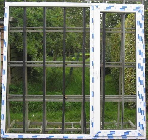 pvc terrasraam , raam , chassis 228 x 218 wit / ombergrijs, Doe-het-zelf en Bouw, Raamkozijnen en Schuifdeuren, Inclusief glas