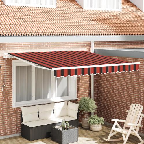 vidaXL Inklapbare Luifel Gestreept Oranje en Bruin 350 x 250, Tuin en Terras, Partytenten, Nieuw, Verzenden