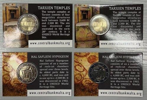 Malta. 2 Euro 2021/2022 Tarxien + Hypogeum (4 coincards), Postzegels en Munten, Munten | Europa | Euromunten