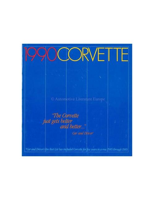 1990 CHEVROLET CORVETTE BROCHURE ENGELS, Livres, Autos | Brochures & Magazines